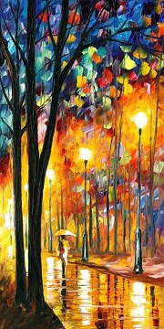 Bosque Painting - Árboles amarillos rojos Otoño por cuchillo 08